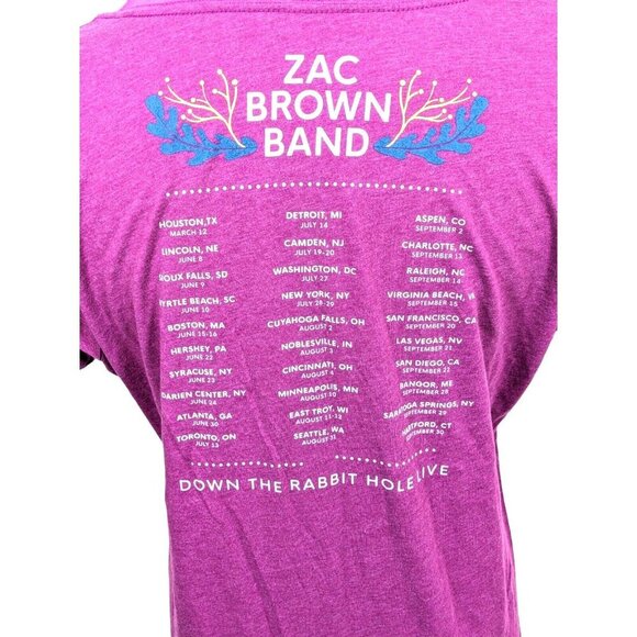 Zac Brown Band T Shirt 2019 Down The Rabbit Hole Live Tour Cities Plus XXL Pink - Picture 3 of 5